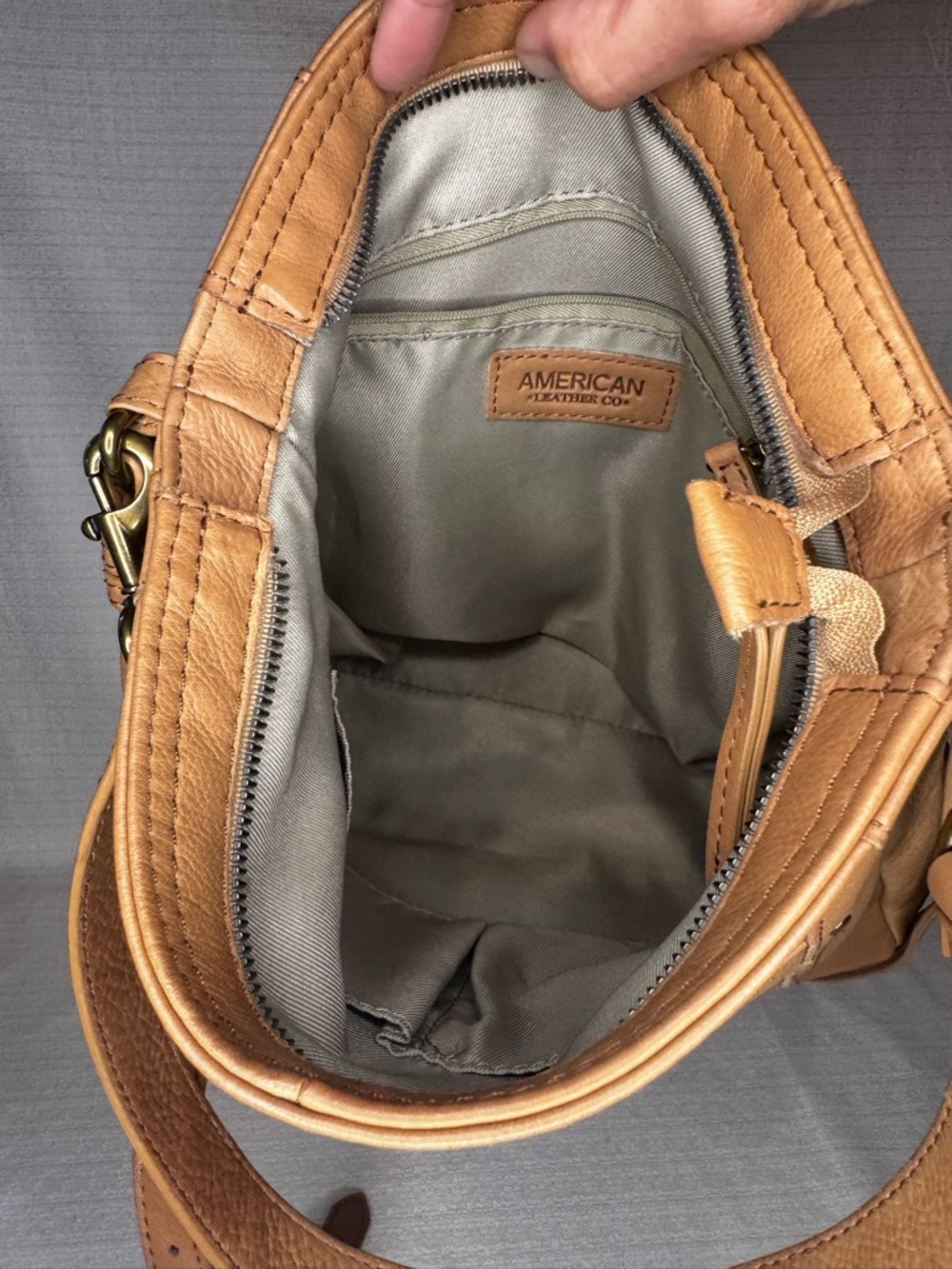 Vintage American Leather Co Crossbody Bag Brown Leather Purse Adjustable Strap - Picture 8 of 12